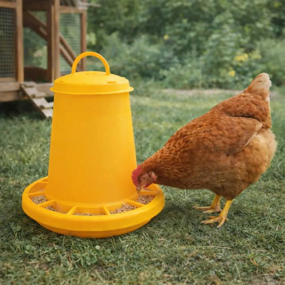 Mangeoire à trémie cylindrique plastique avec poignée - 3,5 kg - Jaune Novital - Image 1