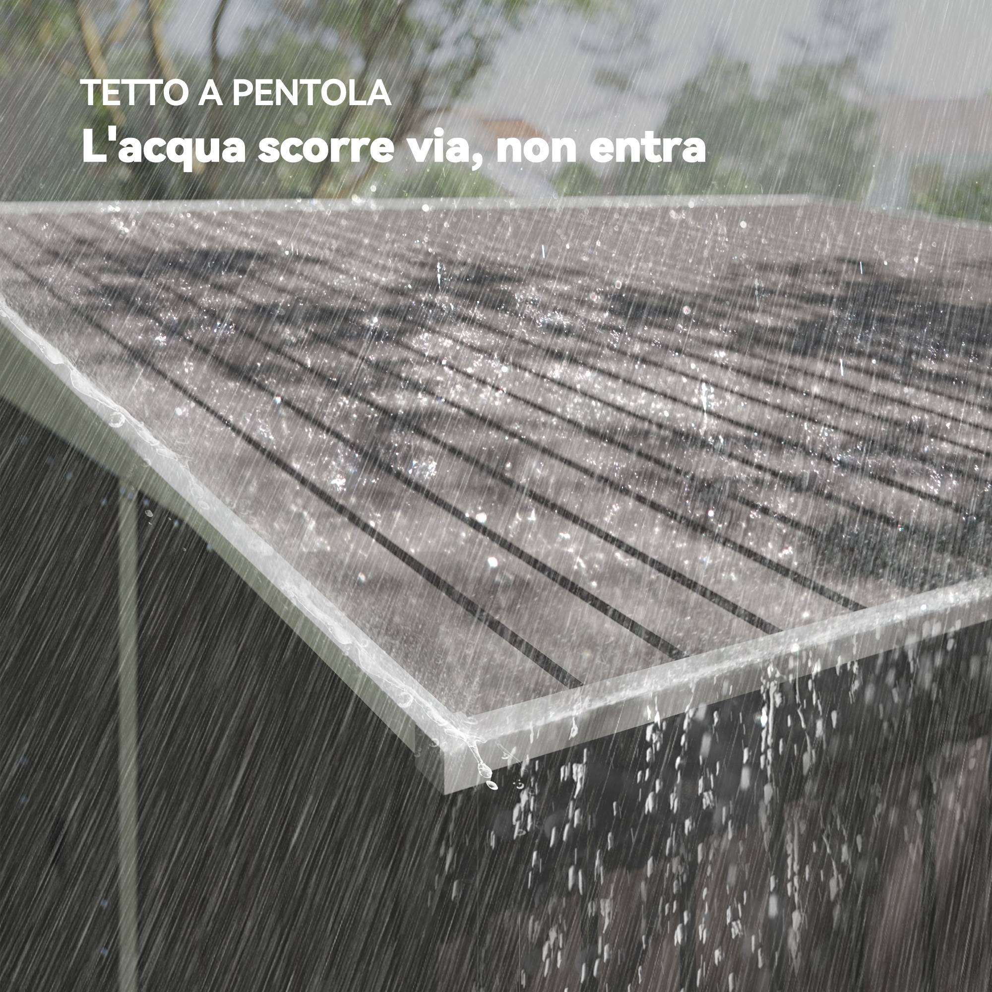 Abri de jardin avec porte coulissante, en acier, 345x280,5x169-201cm, gris - Image 10