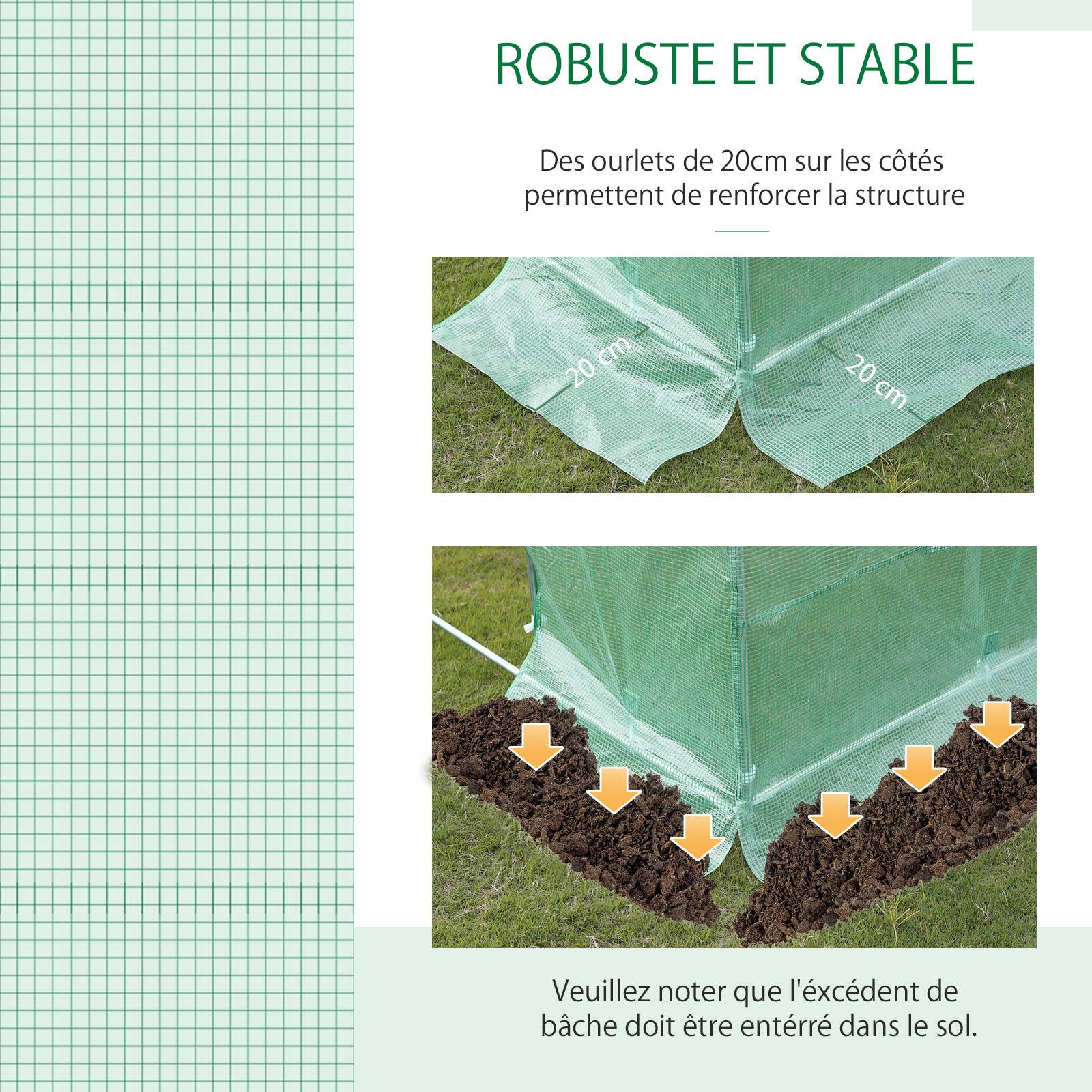 Outsunny - Bâche de rechange verte 9 m pour serre tunnel 3×3×2 m PE imperméable anti-UV avec 6 fenêtres – Outsunny - Imagen 6