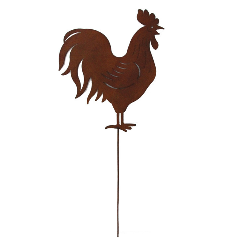 Fleur - Coq en métal - Déco jardin 61cm - Fleur