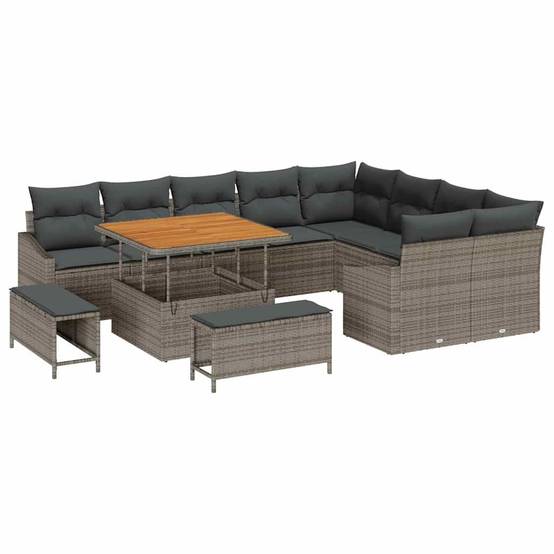 Canapé Extérieur 12 pcs Résine Tressée Modulable Rangement Astucieux Terrasse Gris – ComfortXL Outdoor Living - Image 2