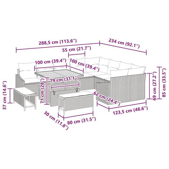 Canapé Extérieur 12 pcs Résine Tressée Modulable Rangement Astucieux Terrasse Gris – ComfortXL Outdoor Living - Image 8