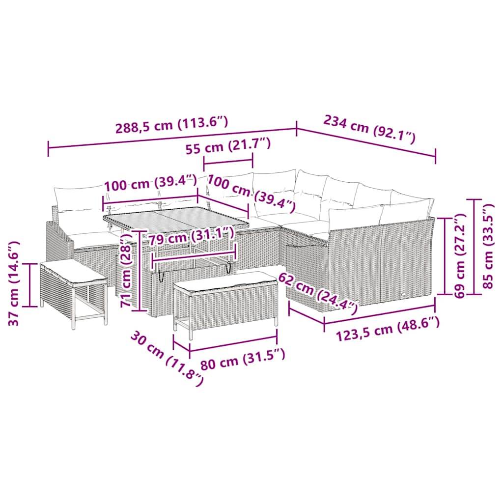 Canapé Extérieur 12 pcs Résine Tressée Modulable Rangement Astucieux Terrasse Gris – ComfortXL Outdoor Living - Image 8