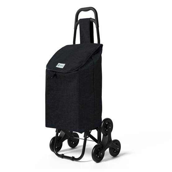 Chariot de courses pliable monte escalier style oxford noir - Image 1