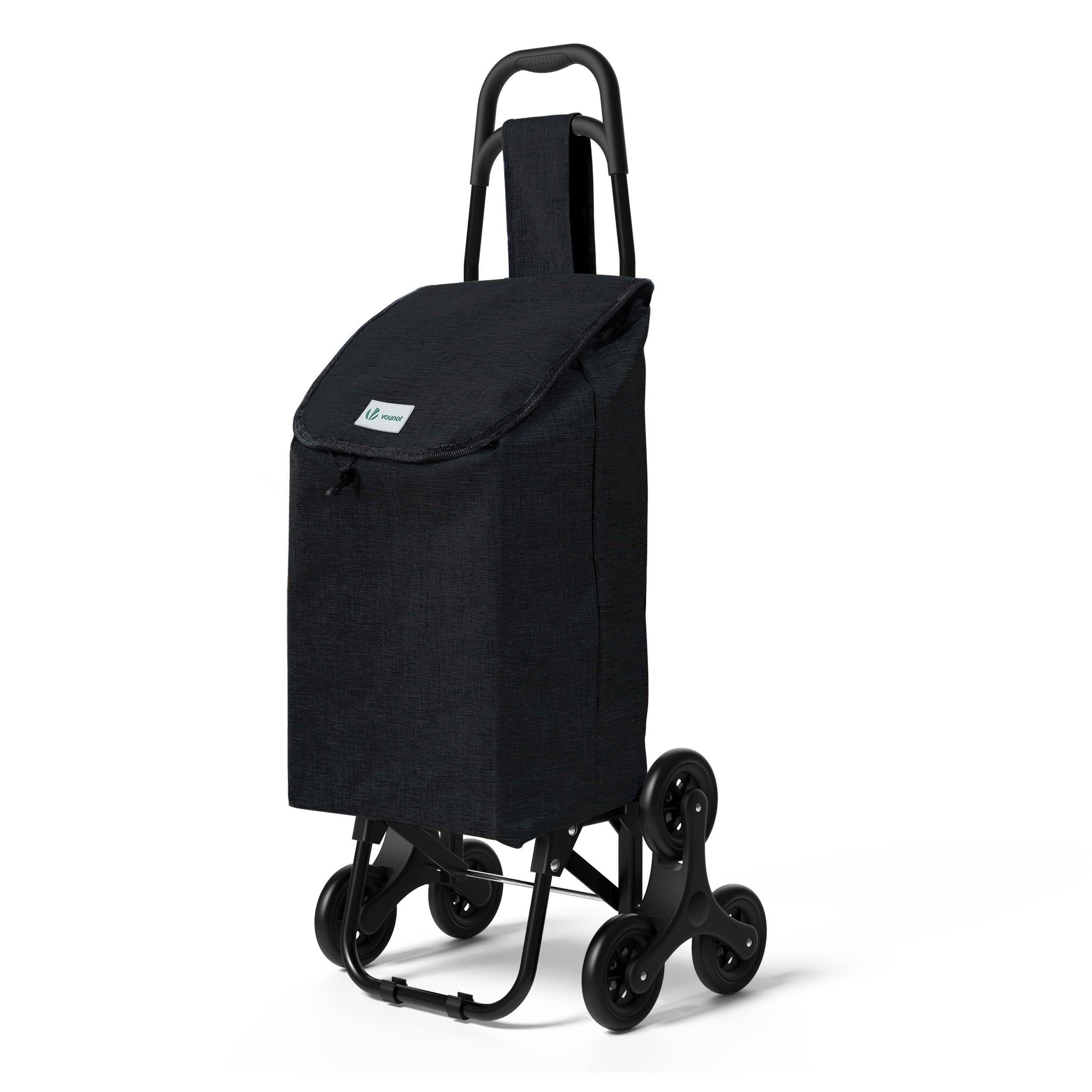 Chariot de courses pliable monte escalier style oxford noir