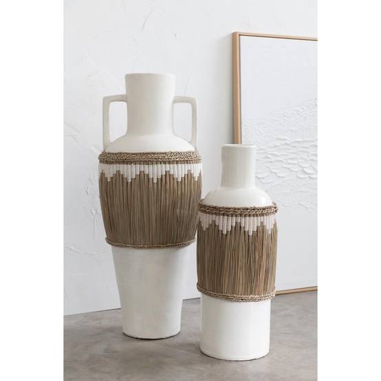 Vase Amphore Design "Herbes" 100cm Blanc - Image 3