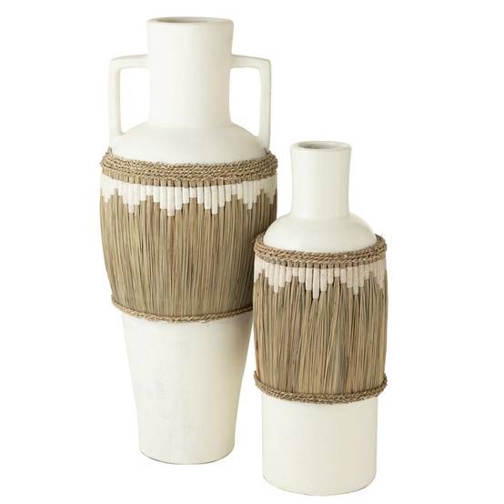 Vase Amphore Design "Herbes" 100cm Blanc - Image 2