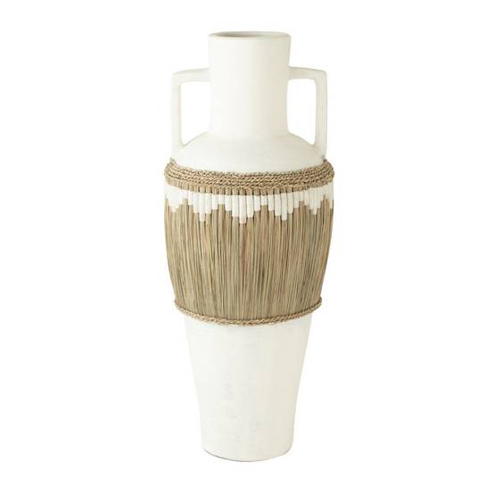 Vase Amphore Design "Herbes" 100cm Blanc - Image 1