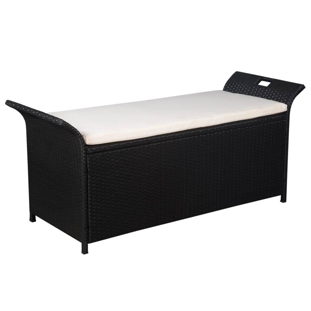 Helloshop26 - Banc de jardin meuble de patio d'extérieur terrasse avec coussin 138 cm résine tressée noir - Imagen 1