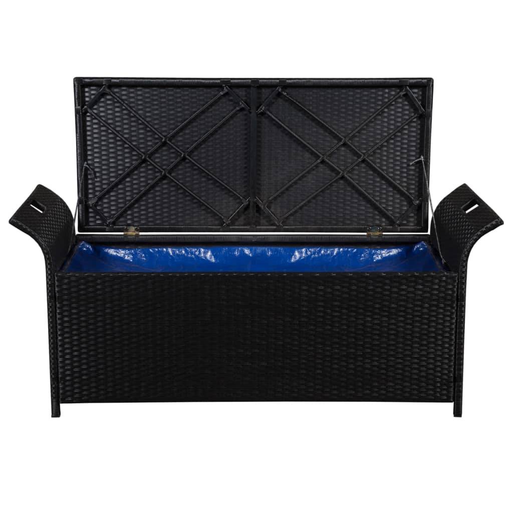 Helloshop26 - Banc de jardin meuble de patio d'extérieur terrasse avec coussin 138 cm résine tressée noir - Imagen 4