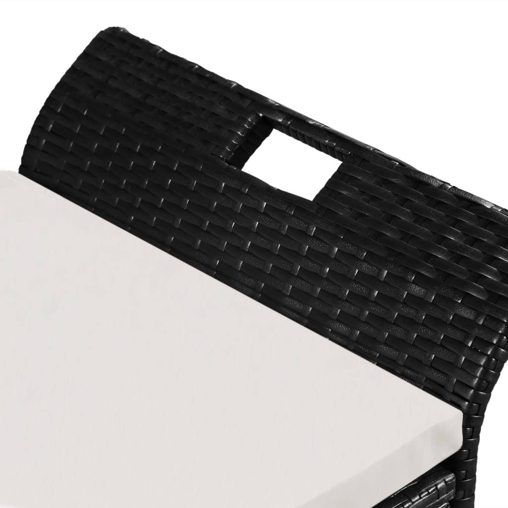 Helloshop26 - Banc de jardin meuble de patio d'extérieur terrasse avec coussin 138 cm résine tressée noir - Imagen 3