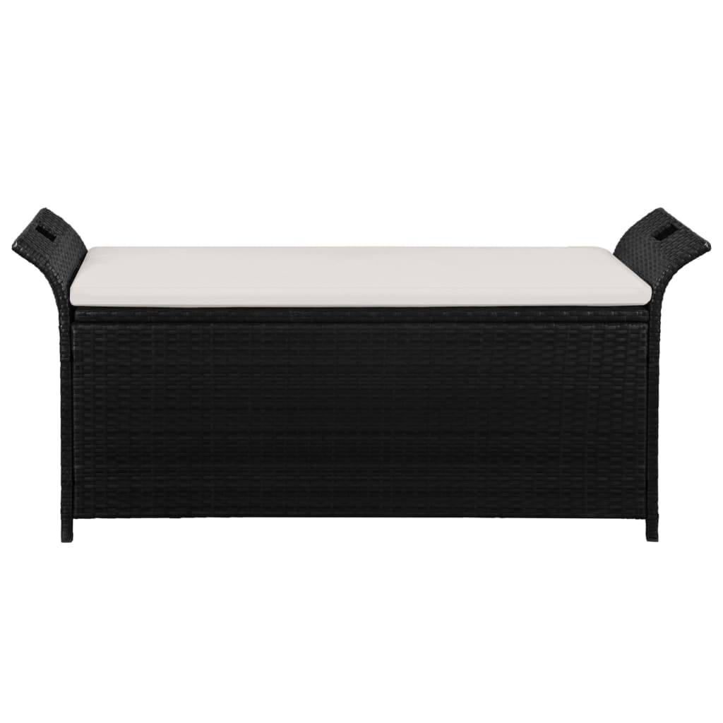 Helloshop26 - Banc de jardin meuble de patio d'extérieur terrasse avec coussin 138 cm résine tressée noir - Imagen 2