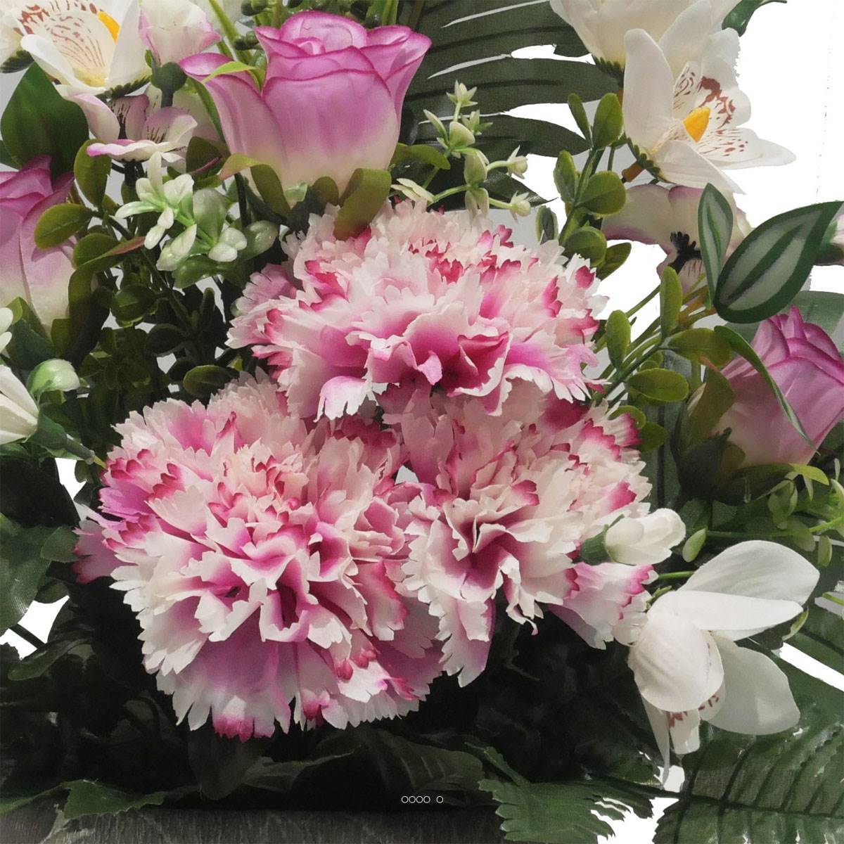 Artificielles - jardinièrre pot beton d'oeillet,bouton de rose, Orchidée, glaieul Rose pour la Toussaint - couleur: Rose - Imagen 3