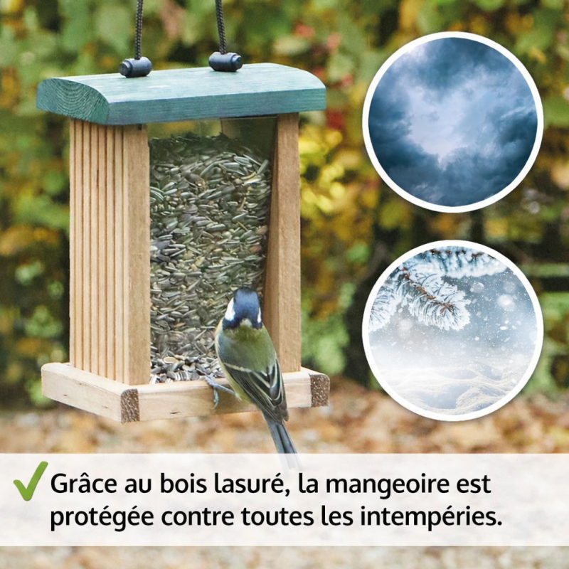 Mangeoire oiseaux extérieur à suspendre pour oiseaux sauvages pour jardin balcon Distributeur de graines 329 - Image 3