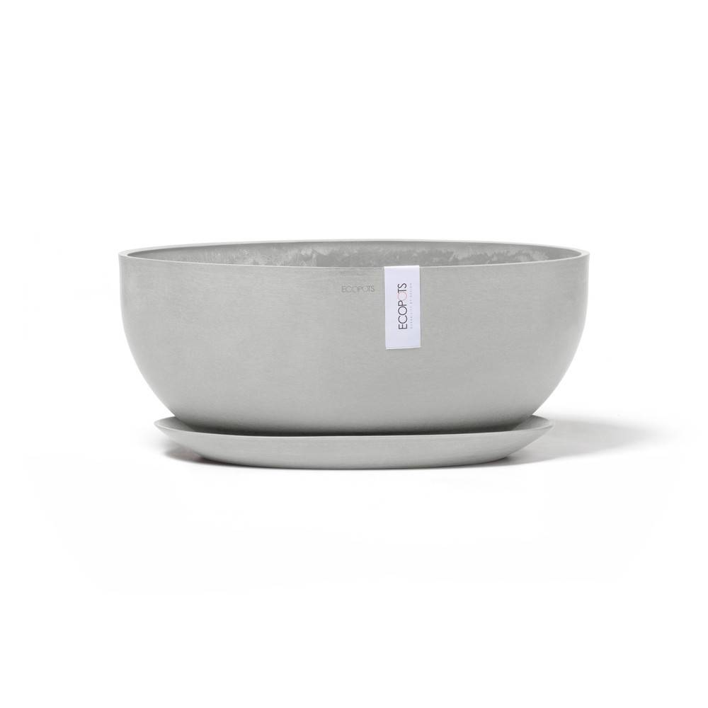 Ecopots - Soucoupe Sofia Big Blanc Gris - 35,2 x 18,6 x H. 3 cm ECOPOTS