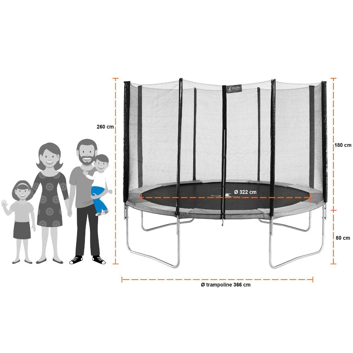 Kangui - Trampoline rond Ø 360cm avec filet, échelle, bâche et kit ancrage - RALLI 360 Kangui - Imagen 4