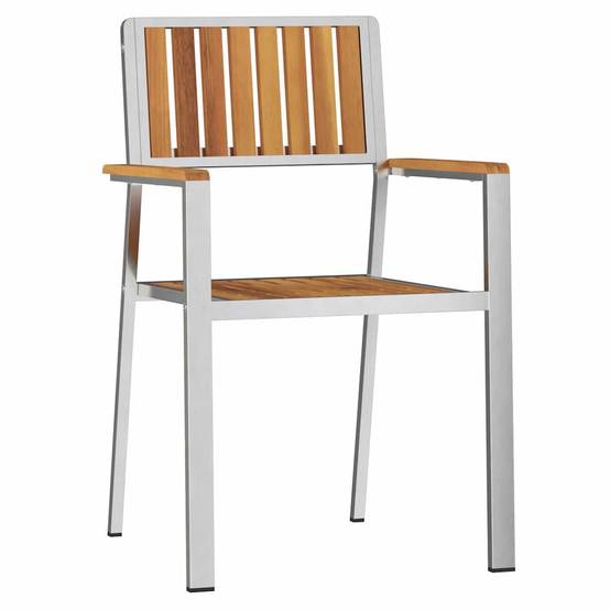 Lot de 4 Chaises d'Extérieur Acacia Massif et Acier Confortables pour Salon de Jardin Marron – ComfortXL Outdoor Living - Image 4