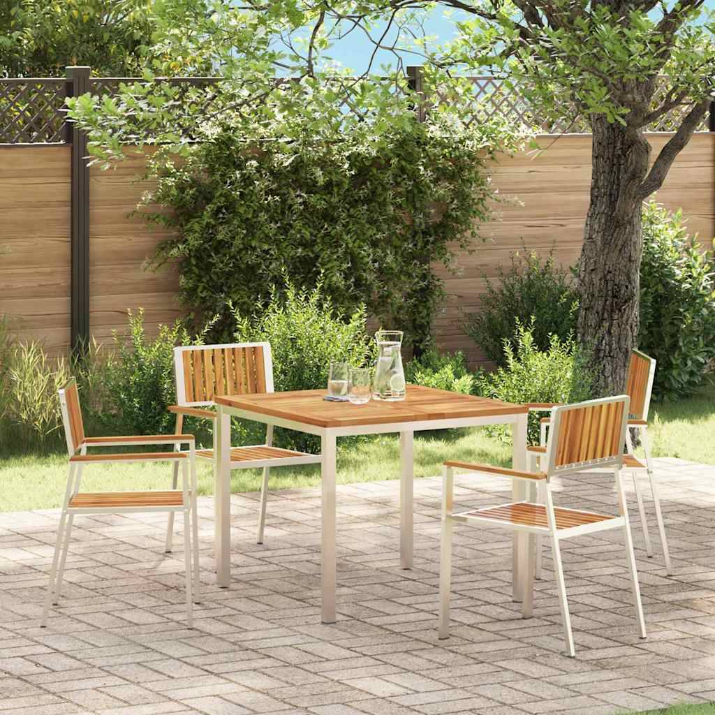 Lot de 4 Chaises d'Extérieur Acacia Massif et Acier Confortables pour Salon de Jardin Marron – ComfortXL Outdoor Living - Image 1