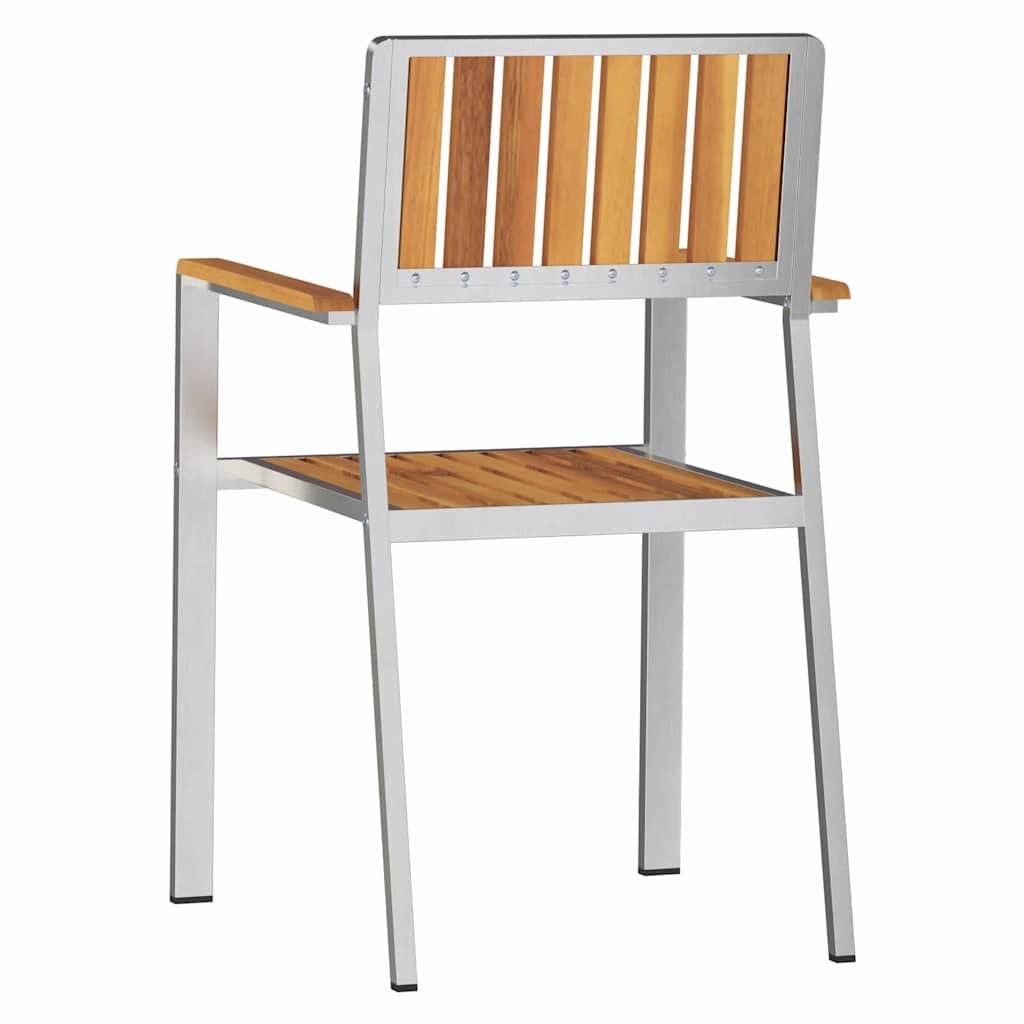 Lot de 4 Chaises d'Extérieur Acacia Massif et Acier Confortables pour Salon de Jardin Marron – ComfortXL Outdoor Living - Image 7