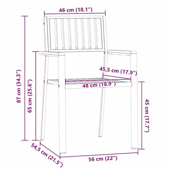 Lot de 4 Chaises d'Extérieur Acacia Massif et Acier Confortables pour Salon de Jardin Marron – ComfortXL Outdoor Living - Image 8