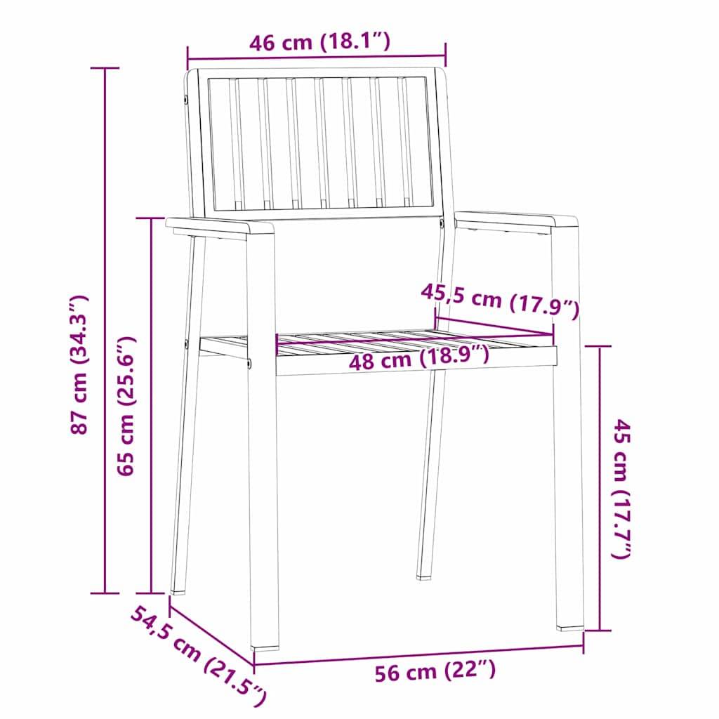 Lot de 4 Chaises d'Extérieur Acacia Massif et Acier Confortables pour Salon de Jardin Marron – ComfortXL Outdoor Living - Image 8