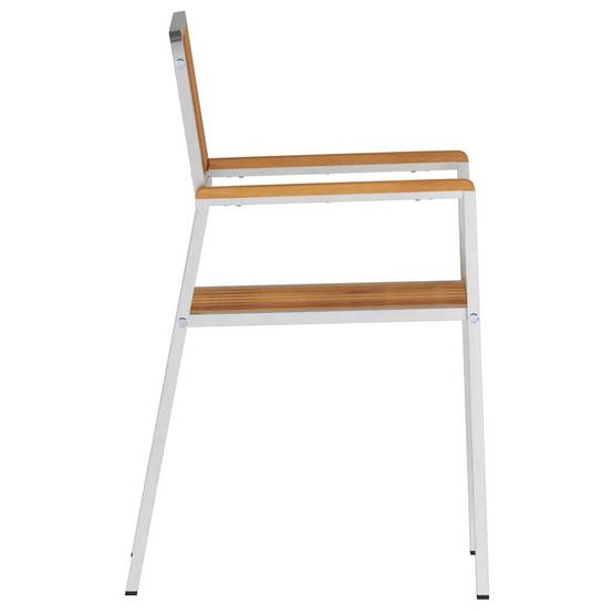 Lot de 4 Chaises d'Extérieur Acacia Massif et Acier Confortables pour Salon de Jardin Marron – ComfortXL Outdoor Living - Image 6