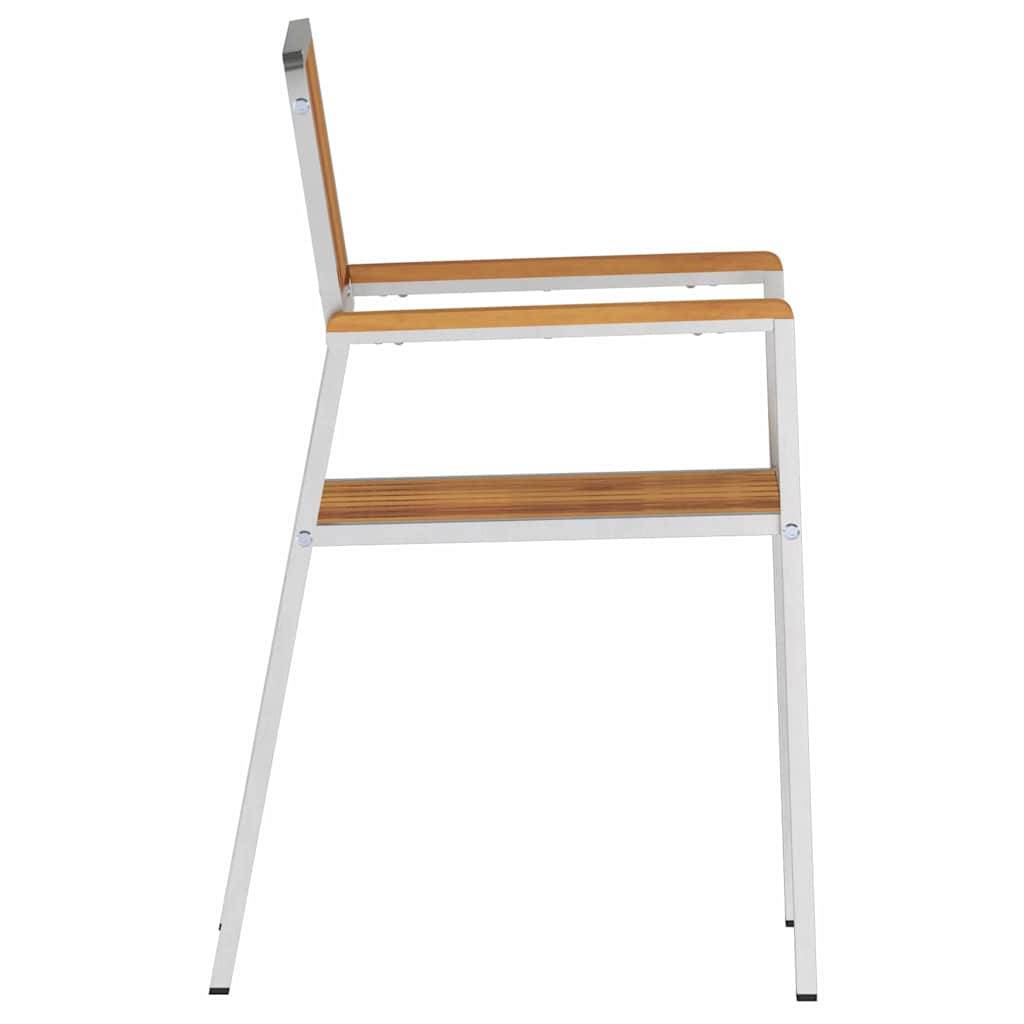 Lot de 4 Chaises d'Extérieur Acacia Massif et Acier Confortables pour Salon de Jardin Marron – ComfortXL Outdoor Living - Image 6