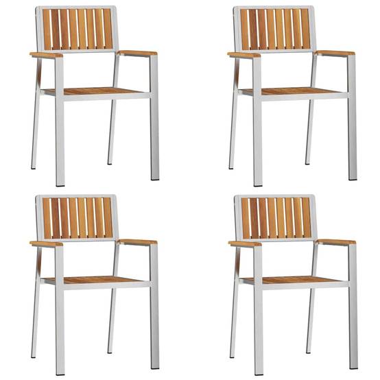 Lot de 4 Chaises d'Extérieur Acacia Massif et Acier Confortables pour Salon de Jardin Marron – ComfortXL Outdoor Living - Image 2