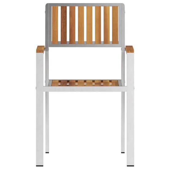 Lot de 4 Chaises d'Extérieur Acacia Massif et Acier Confortables pour Salon de Jardin Marron – ComfortXL Outdoor Living - Image 5