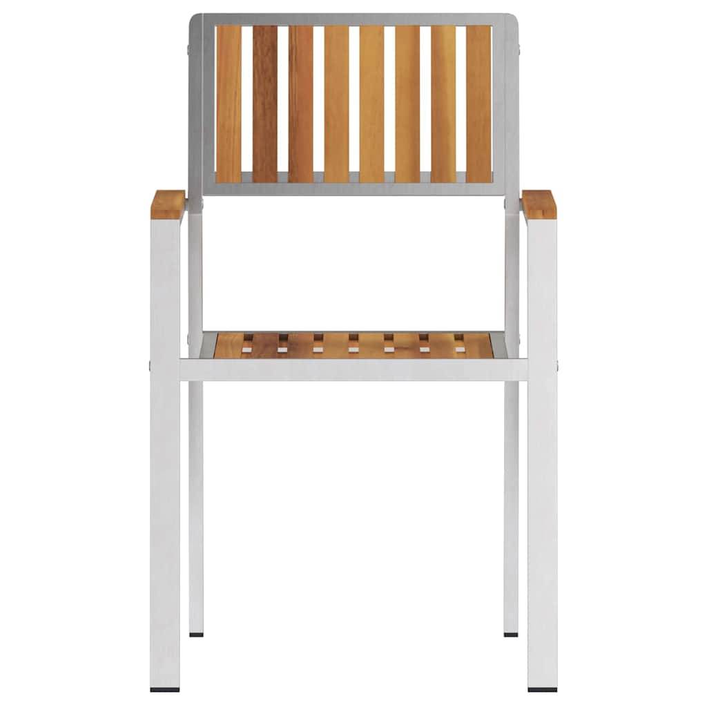 Lot de 4 Chaises d'Extérieur Acacia Massif et Acier Confortables pour Salon de Jardin Marron – ComfortXL Outdoor Living - Image 5