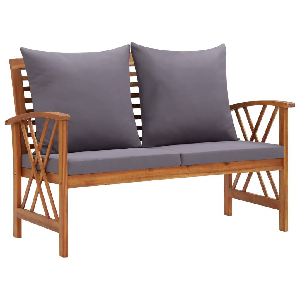 Helloshop26 - Salon de jardin meuble d'extérieur ensemble de mobilier 3 pièces avec coussins bois d'acacia solide - Imagen 6