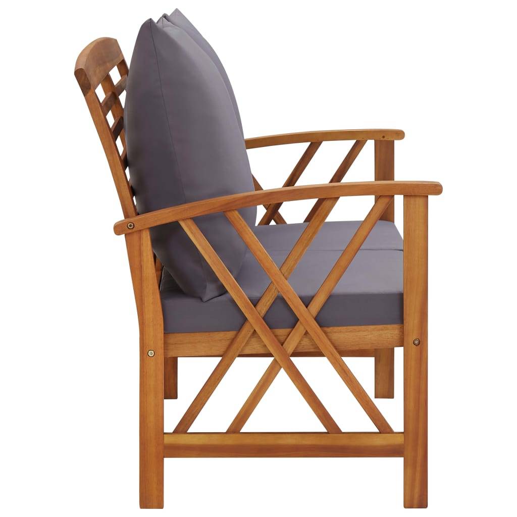 Helloshop26 - Salon de jardin meuble d'extérieur ensemble de mobilier 3 pièces avec coussins bois d'acacia solide - Imagen 5