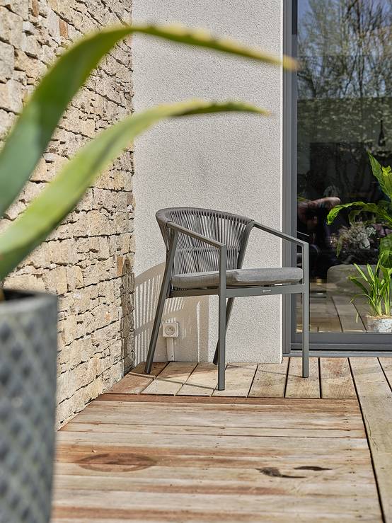 Ensemble repas de jardin TIGUA 6 places avec plateau en céramique sur verre - GRIS ANTHRACITE - REMARQUABLE - Image 7