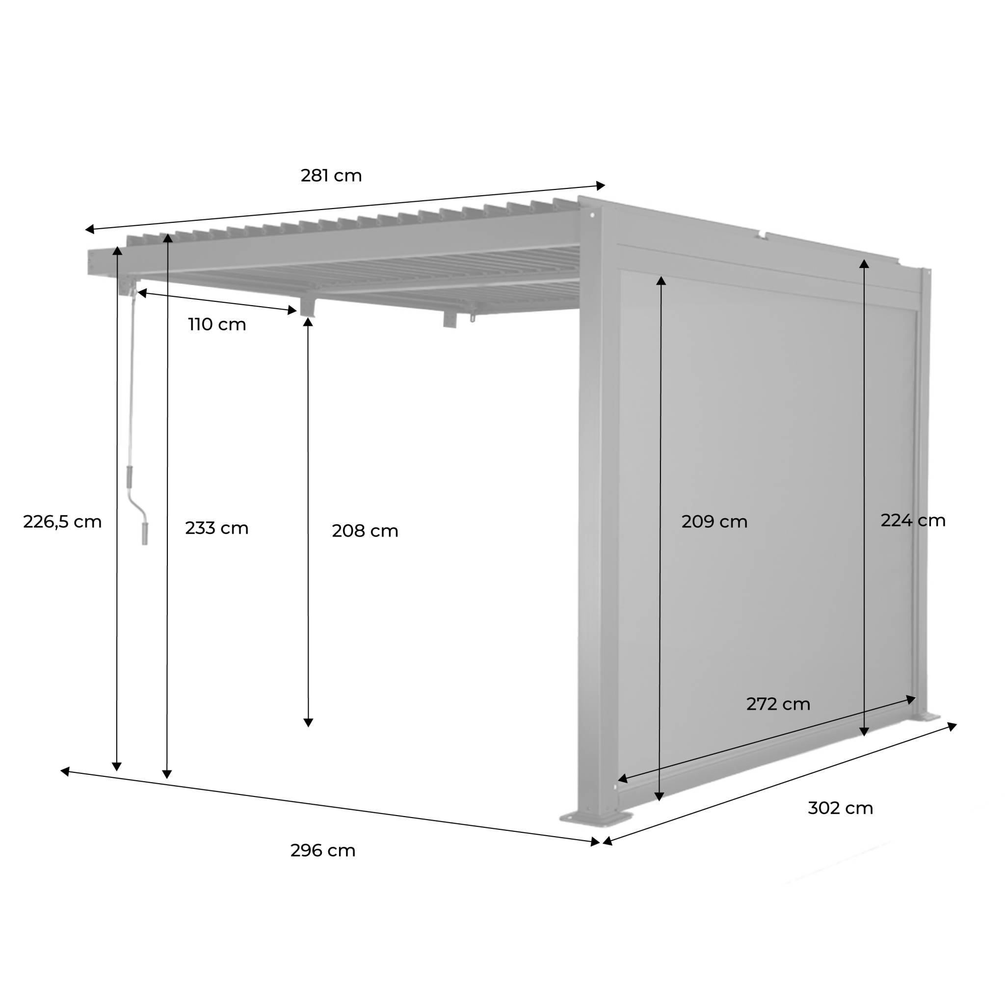 sweeek - Pergola bioclimatique aluminium adossée 3x3m noir + 1 store 3m Palace | sweeek - Image 4