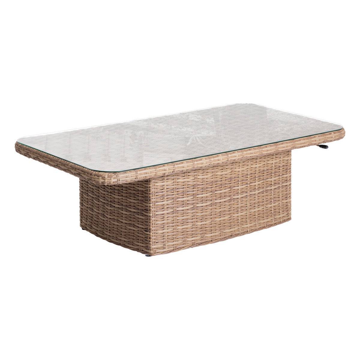 Hesperide - Table basse rectangulaire relevable "Mooréa" Savana Aluminium traité époxy, Résine tressée, Verre trempé Hespéride - Imagen 3