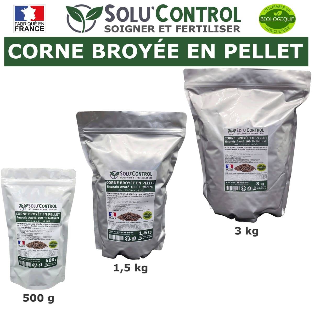 SOLU’CONTROL - 3 kg de Corne Broyée en Pellet - Formulation haute qualité Organo-Minerale - Engrais Azoté 100% Naturel- UAB - Image 7