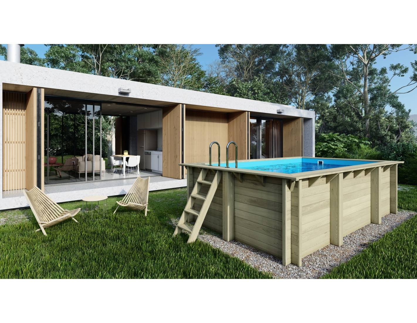 Altanka - Piscine en bois Aqua 4.65x2.85 - H.1.24 m fixations à sceller - BAS7306OSPI+SZA - Imagen 1