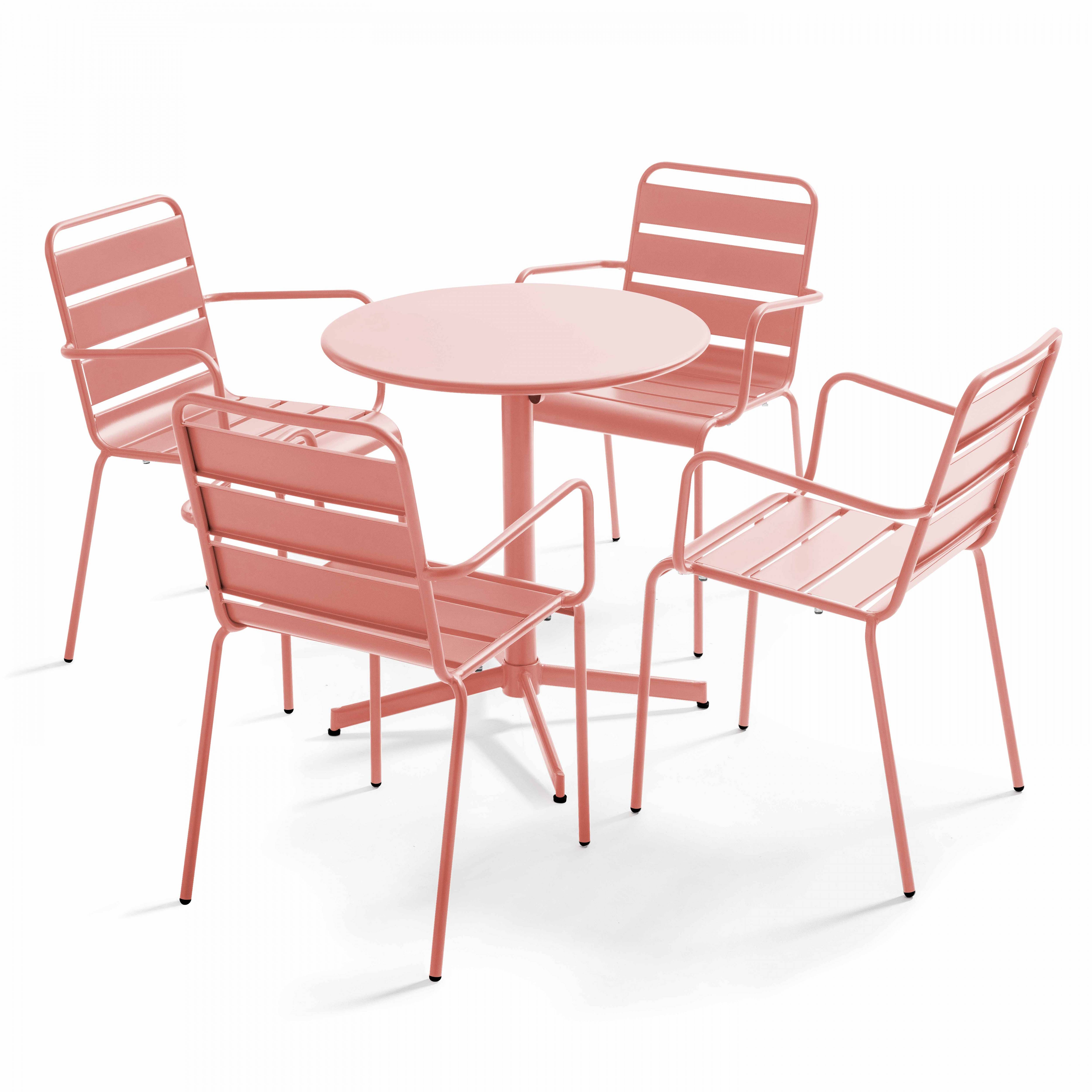 Oviala - Ensemble table de jardin et 4 fauteuils métal argile Palavas - Oviala - Imagen 1