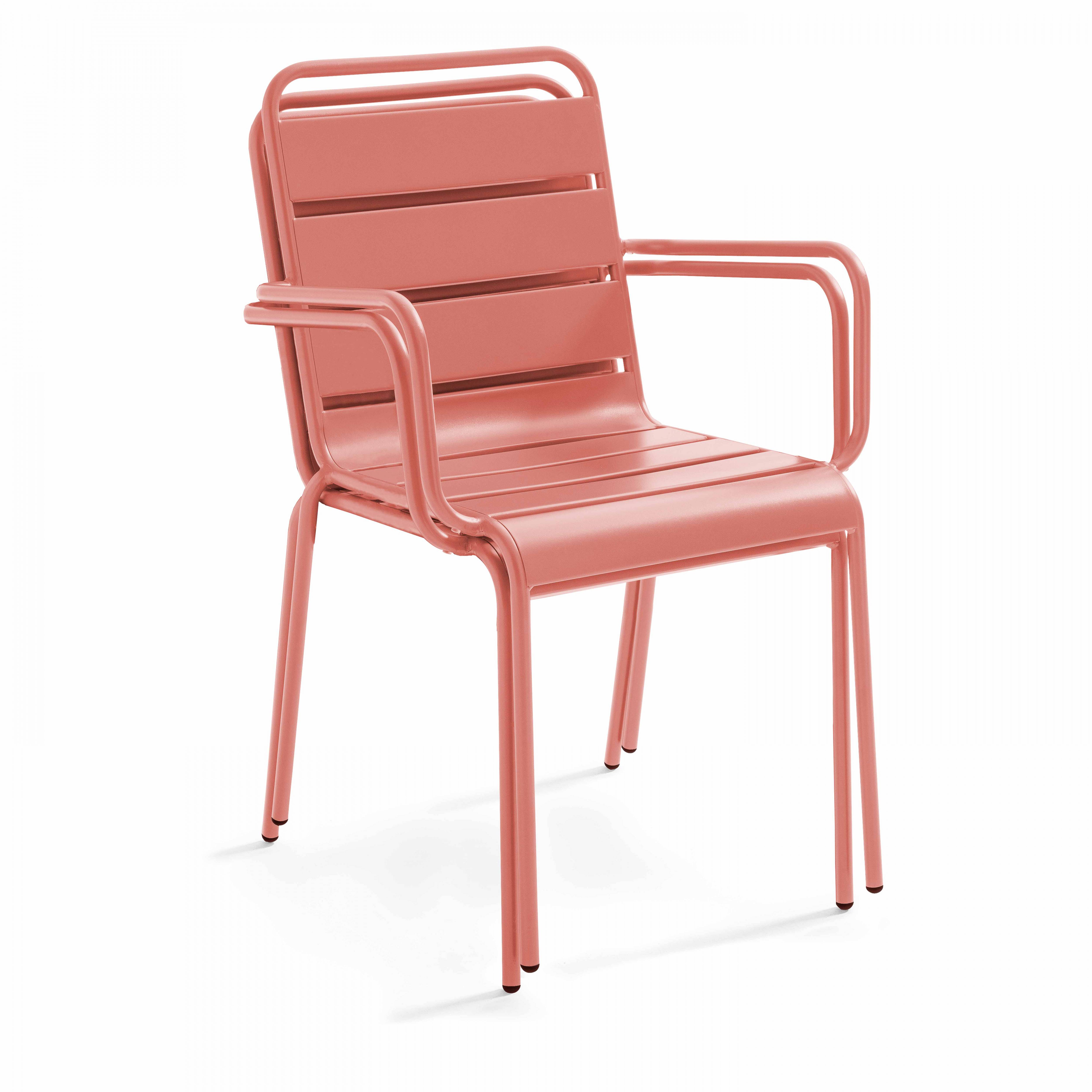 Oviala - Ensemble table de jardin et 4 fauteuils métal argile Palavas - Oviala - Imagen 6