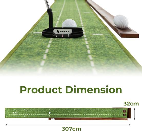 Tapis de Putting Entraînement Golf de 302 cm, Golf Putting Piste de Retour Automatique de Balle - Image 4