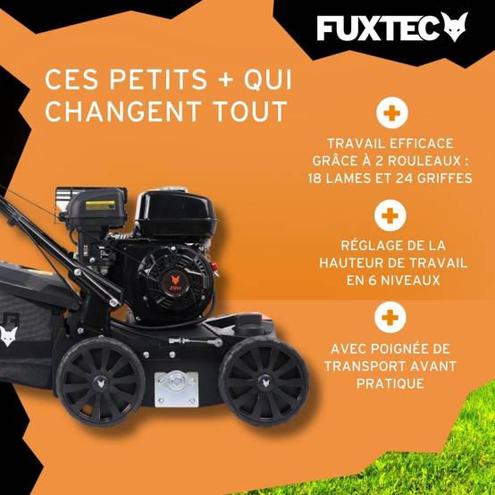 FUXTEC - Scarificateur thermique 212 cm³ 18 lames + 24 griffes, largeur 40 cm et bac 45 L – Fuxtec - Image 4