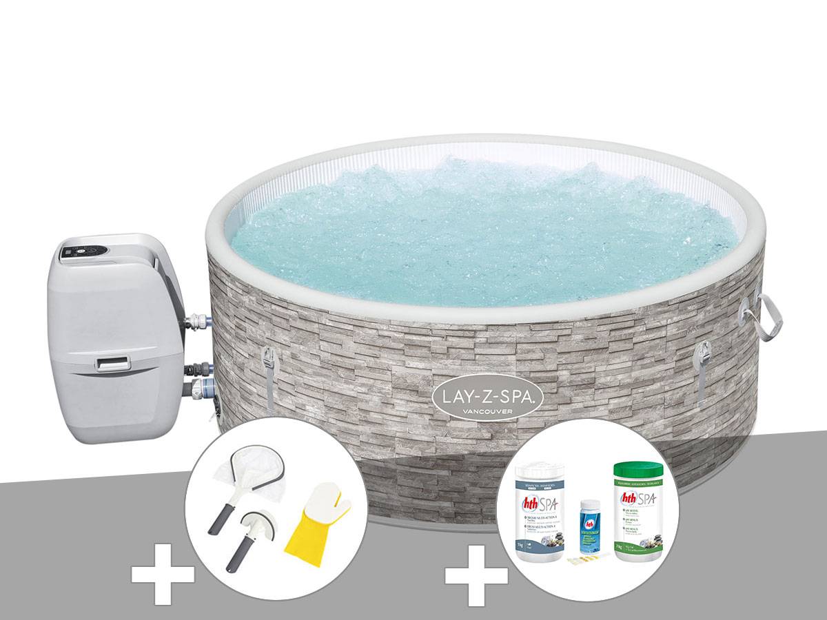Bestway - Kit spa gonflable Bestway Lay-Z-Spa Vancouver rond Airjet Plus 3/5 places + Kit traitement brome + Kit de nettoyage