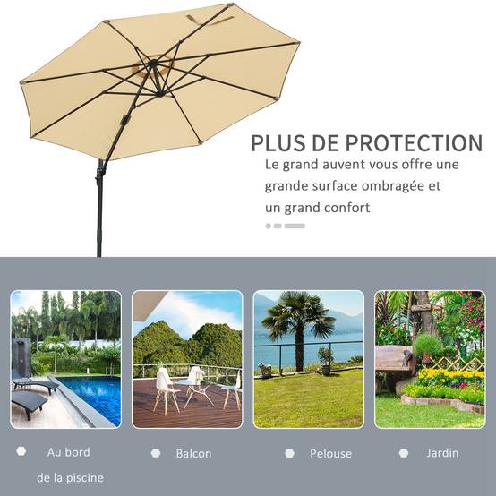 Parasol déporté Polyester Beige 295x295x250 cm - Image 9