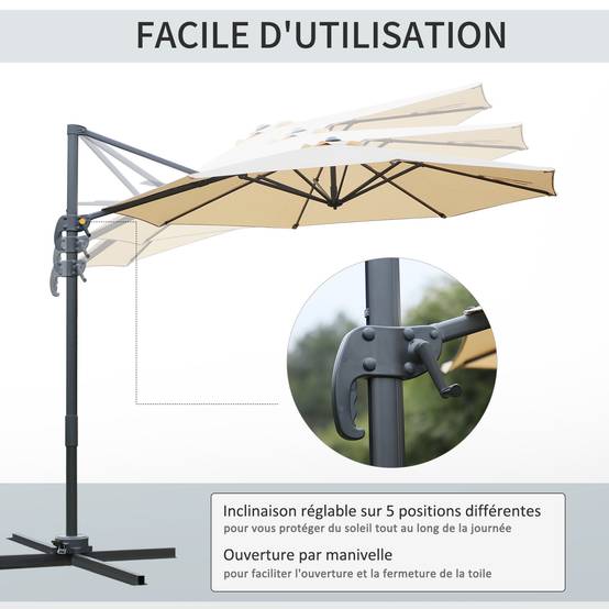 Parasol déporté Polyester Beige 295x295x250 cm - Image 6