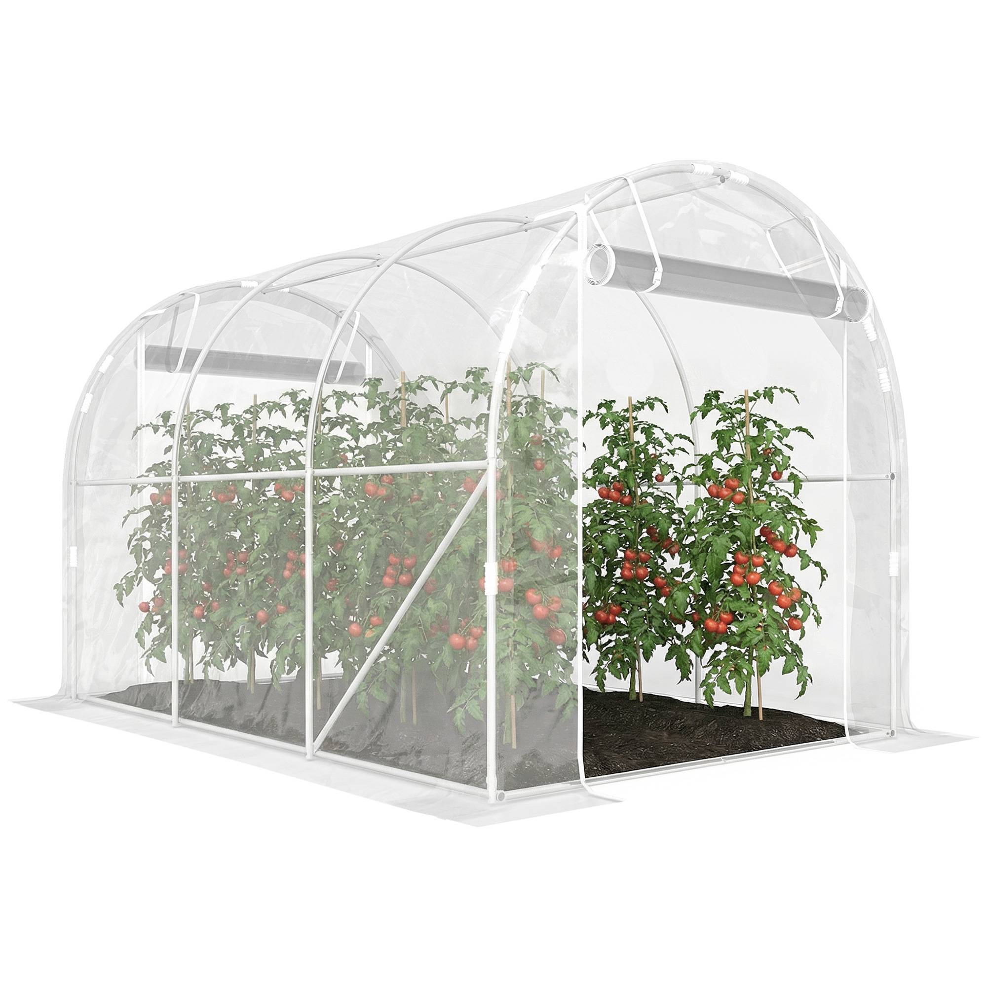 Serre tunnel de jardin 6m² serre de jardin tunnel 195x295x195cm cadre acier galvanisé, bâche PE 150g/m² transparent