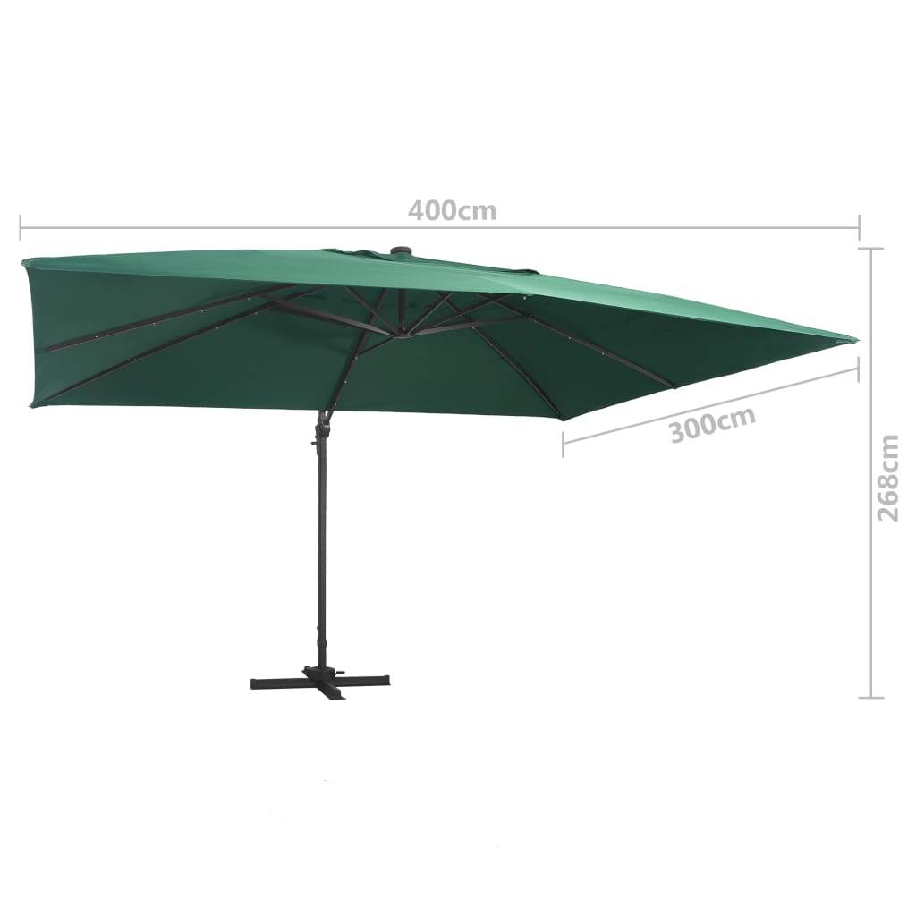 Helloshop26 - Parasol déporté avec lumières led aluminium 400 x 300 cm vert - Imagen 8