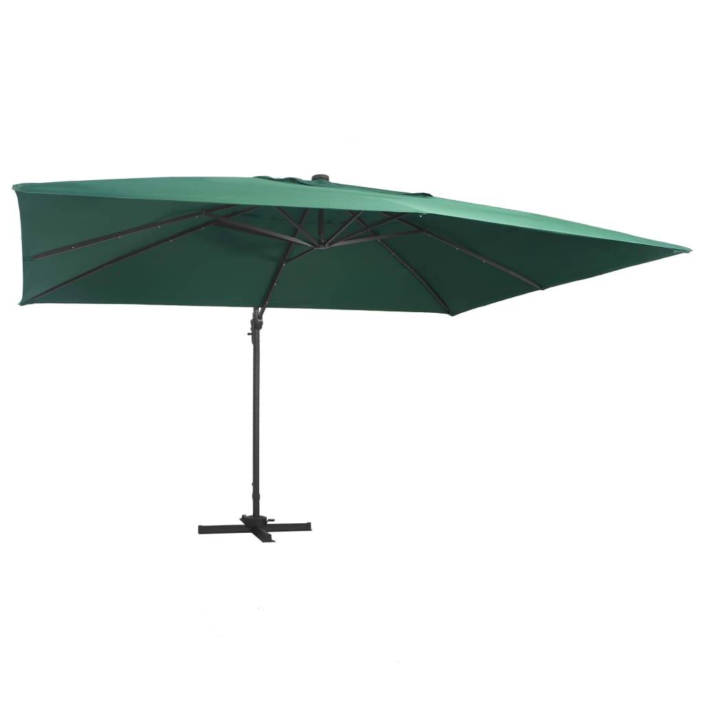 Helloshop26 - Parasol déporté avec lumières led aluminium 400 x 300 cm vert - Imagen 2