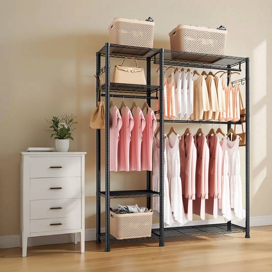VEVOR Portant à Vêtements Porte-manteau avec 3 Tringles pour Chambre Noir - Image 8