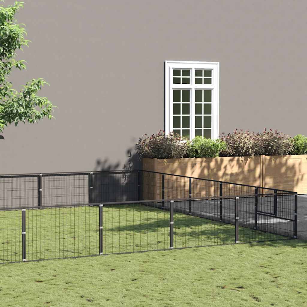 Vidaxl - Chenil Noir 40 m² Acier vidaXL 3082160 - Imagen 1