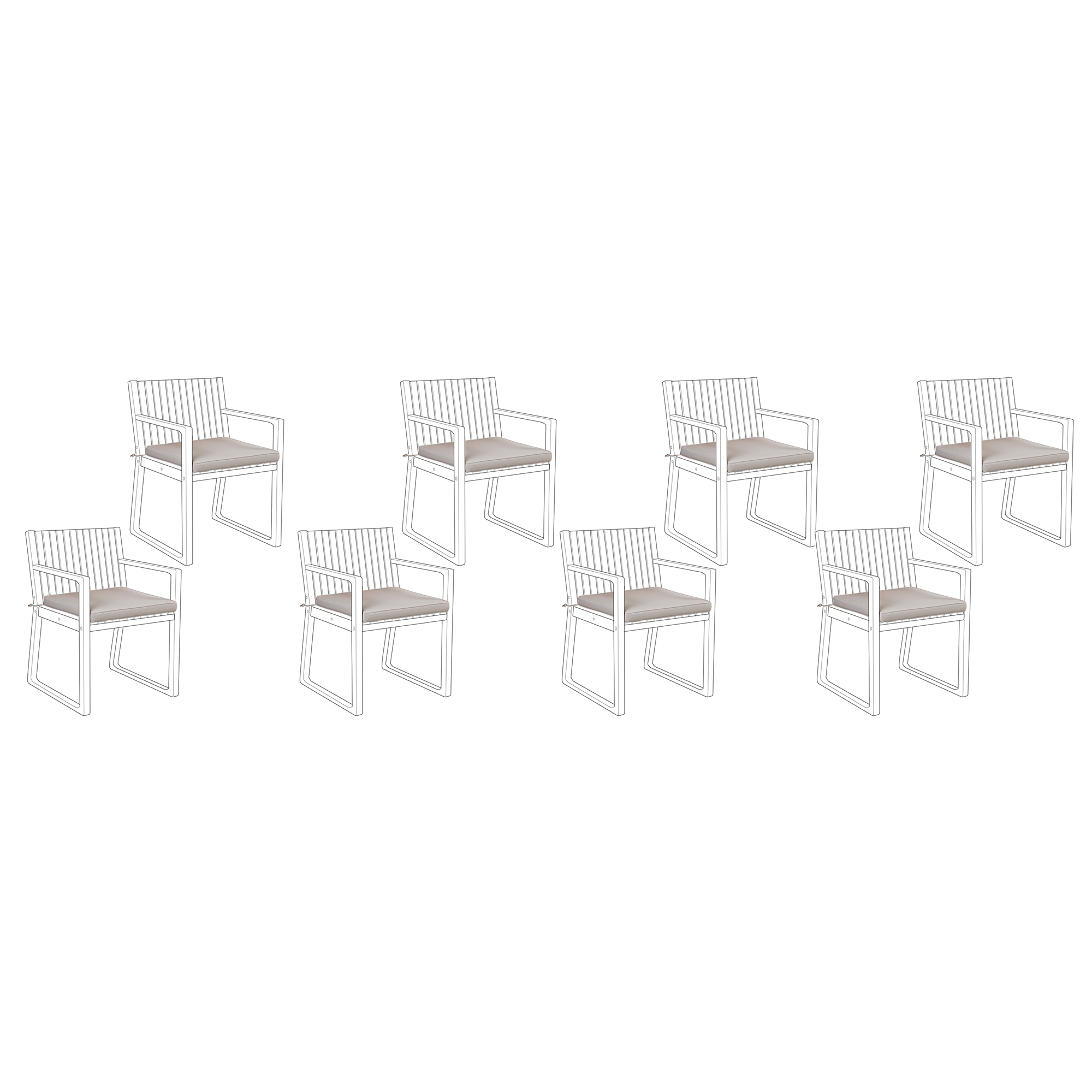 Beliani - Lot de 8 Coussins d'Assise pour Chaise de Jardin 46 x 46 cm en Tissu Imperméable Beige Taupe Beliani - Imagen 1